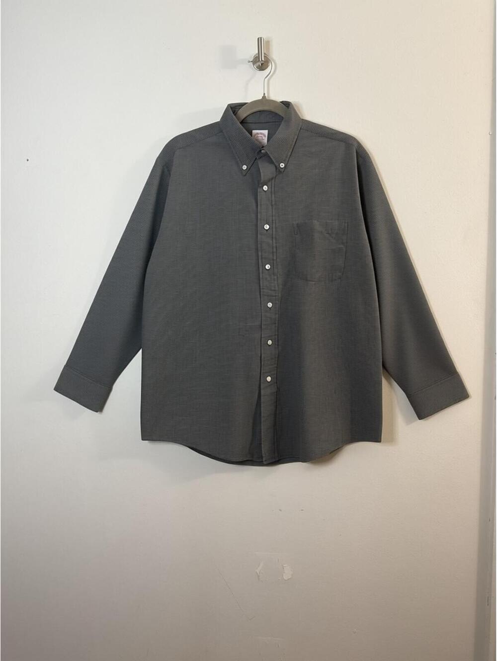 Brooks Brothers Men’s 16-33 Gray Check Dress Shirt Button Down  100% Cotton